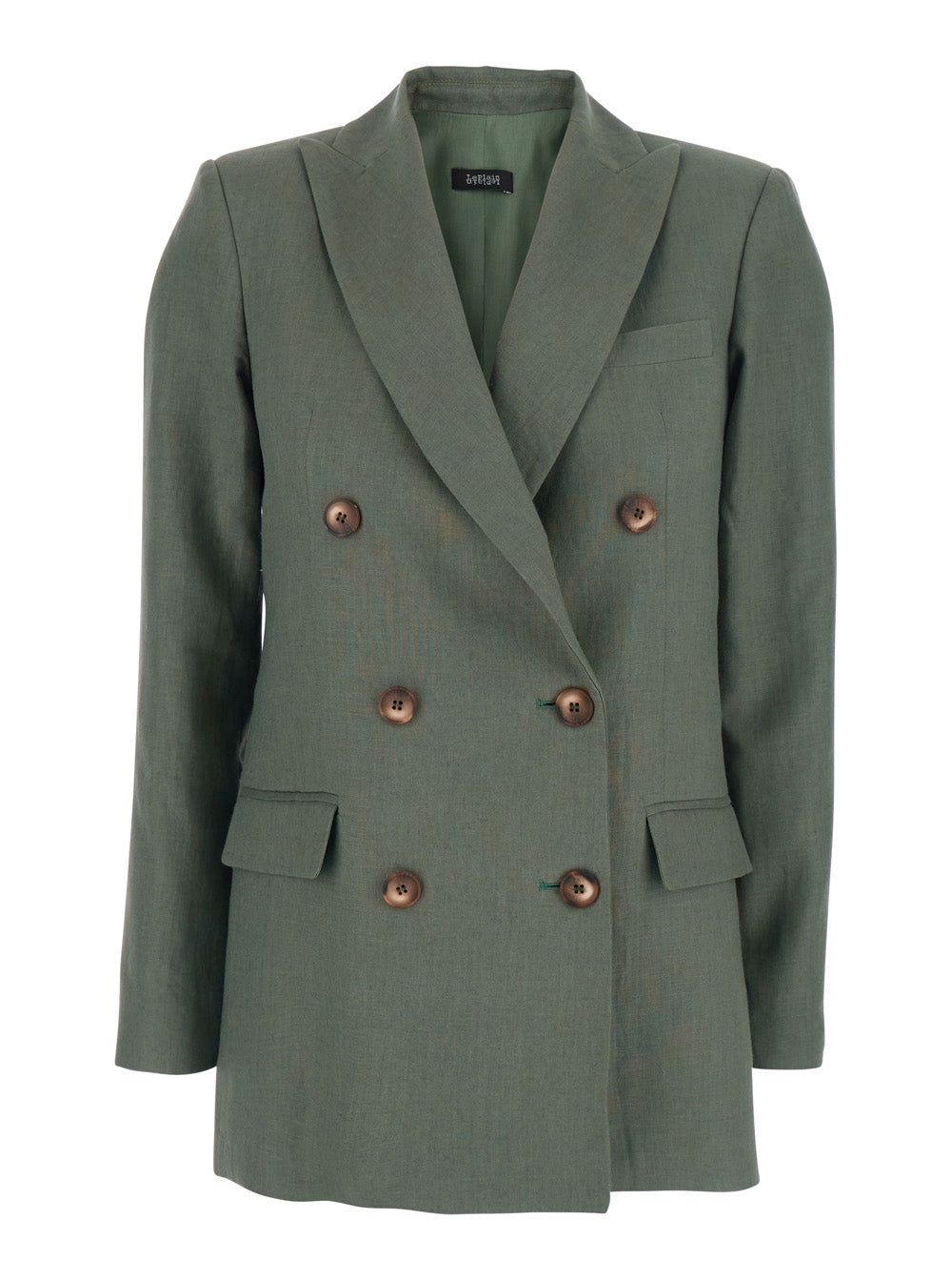 Double-Breasted Linen Blazer — Green