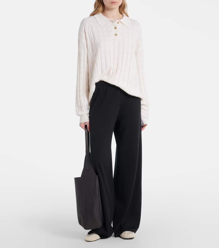 Magnolie cable-knit cashmere polo sweater