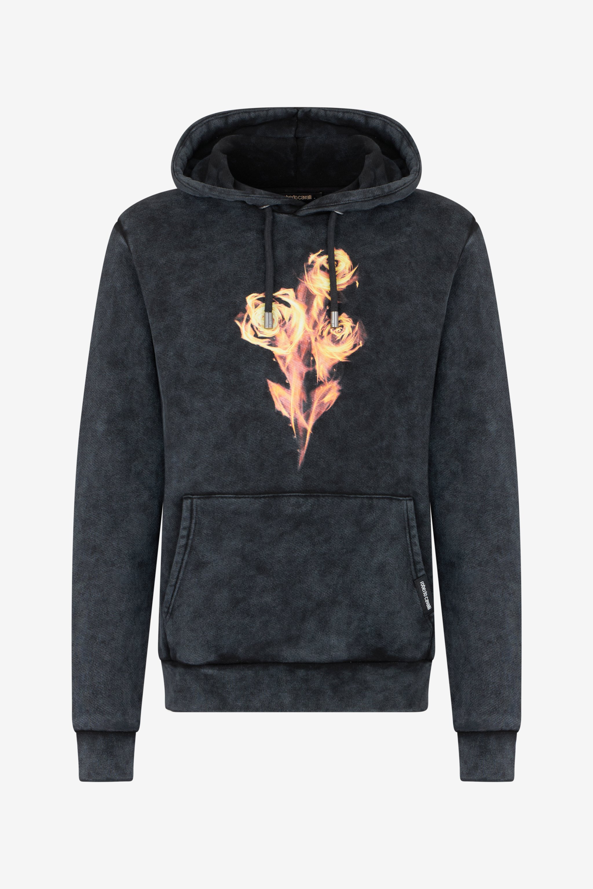 Black Sweatshirt With Printed Roses