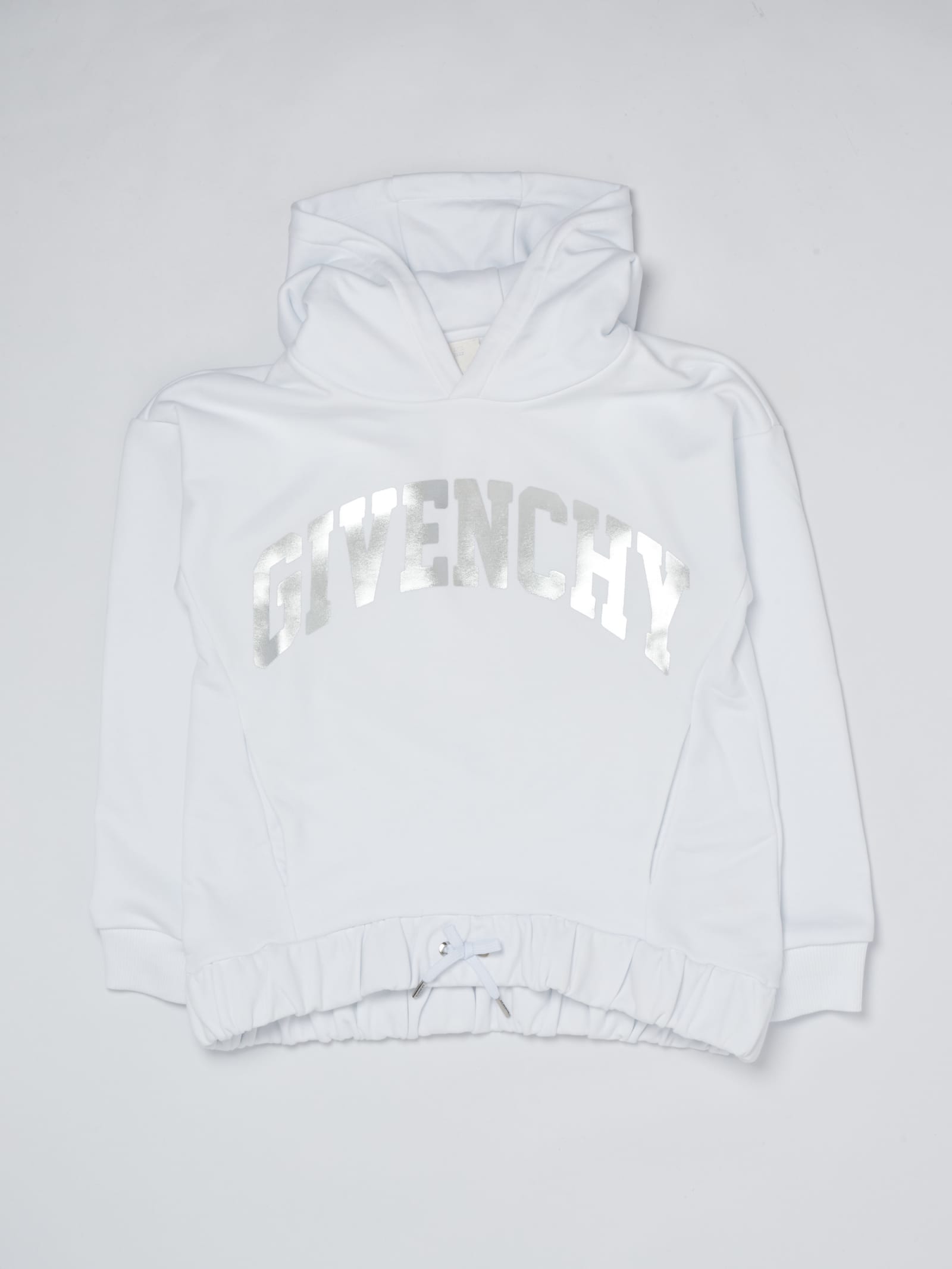 Flocked-logo cotton hoodie - White