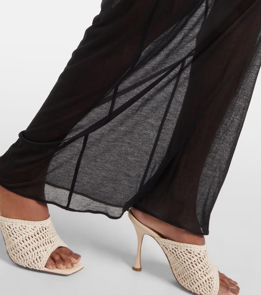 Crochet-trimmed jersey maxi dress