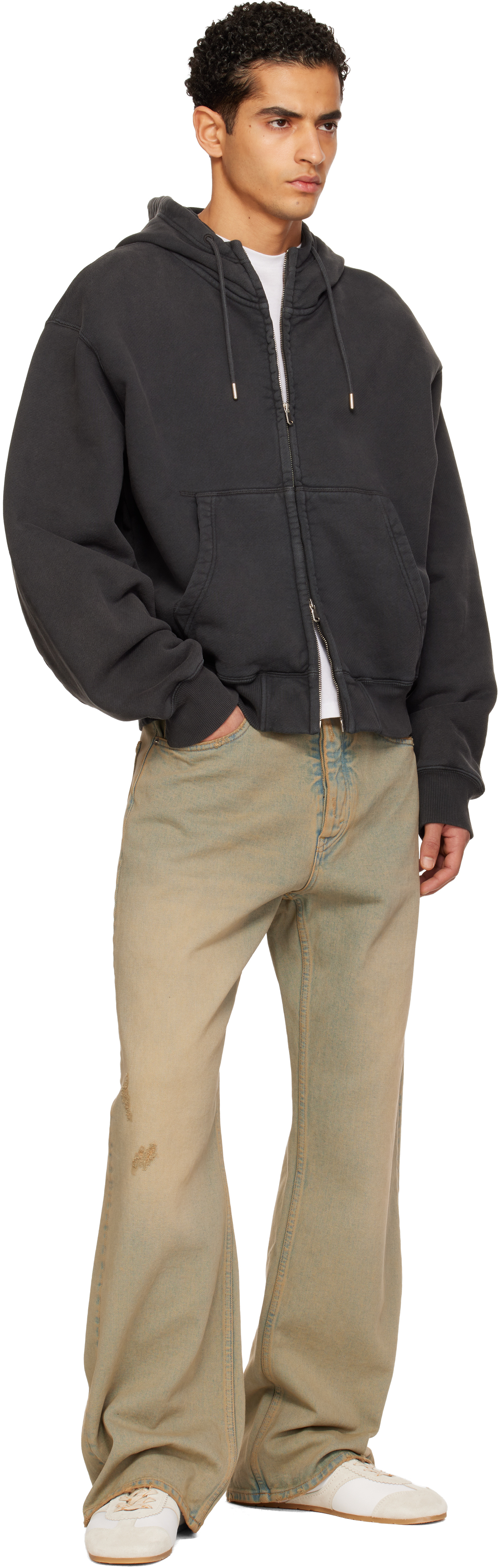 Black Oversized Zip-Up Hoodie