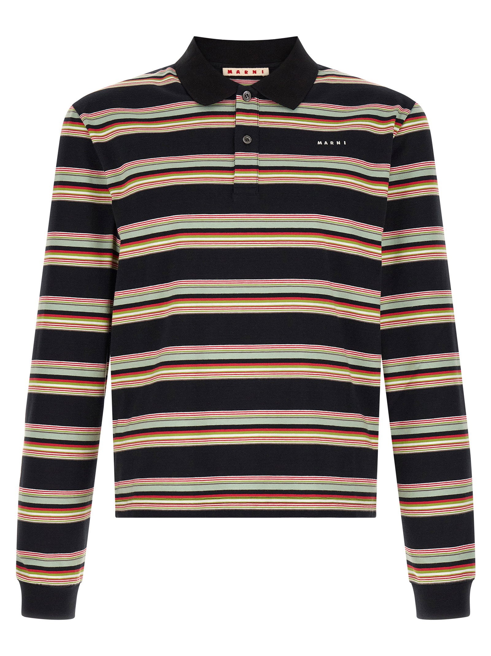 Striped Cotton Polo Shirt — Black