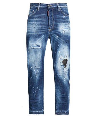 Man Jeans Blue Size 30 Cotton, Polyester, Elastane, Cow leather