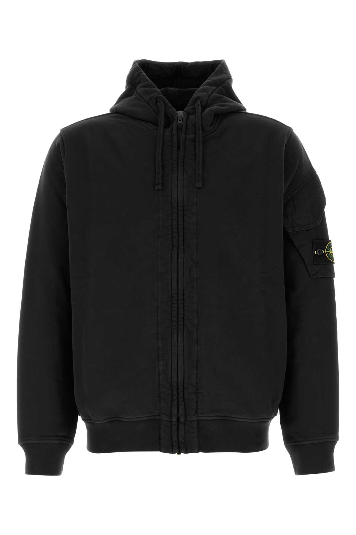 Cotton Zip Hoodie Hoodie — Black