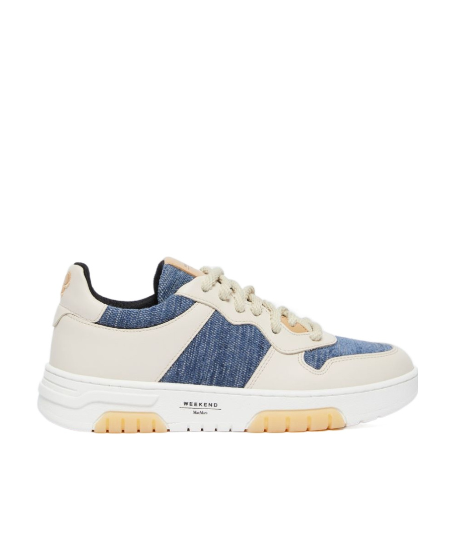 Denim-panelled low-top sneakers