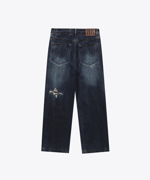 Dirty Faded Straight Denim Pants