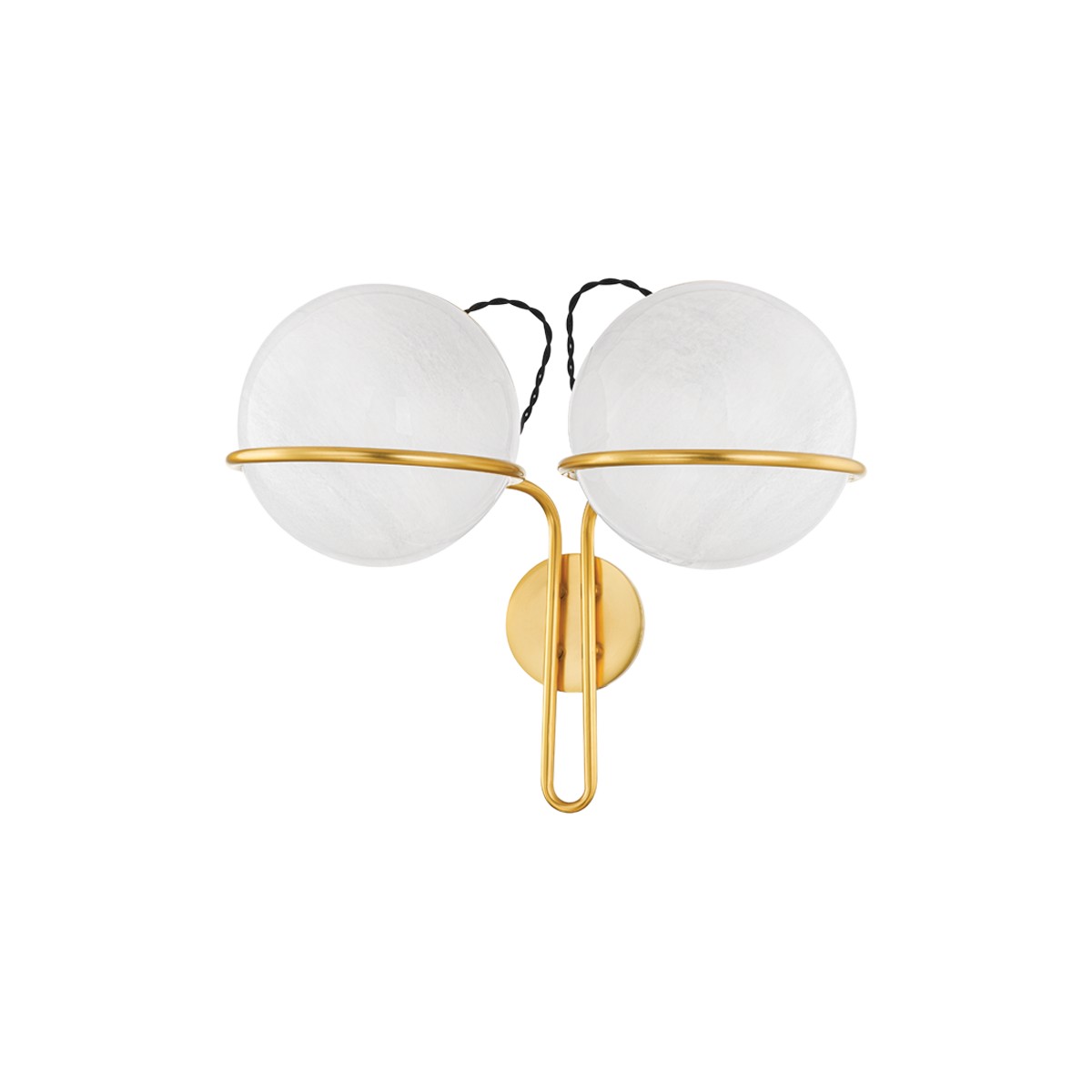 Aged Brass Two Light Wall Sconce from the Hingham Collection