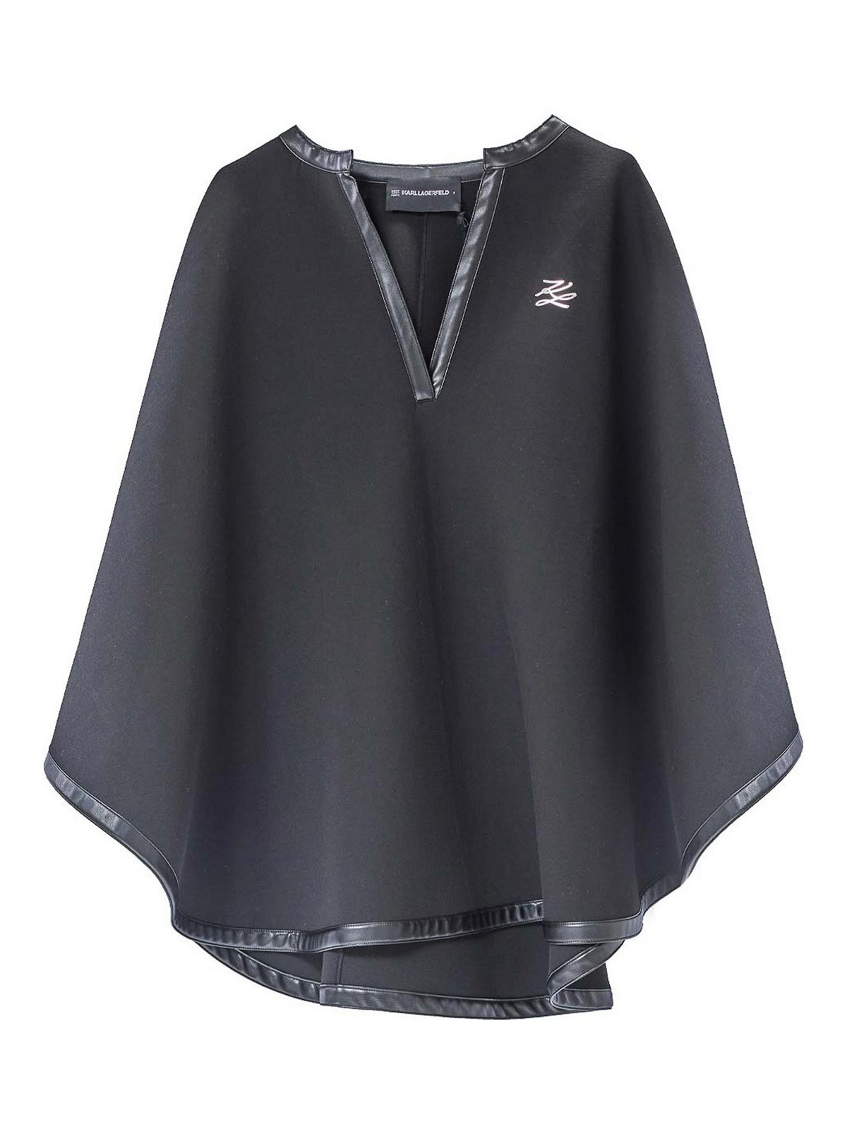 Logo-embossed cape - Black