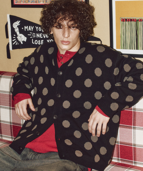 XTK160 Dot V-Neck Knit Cardigan