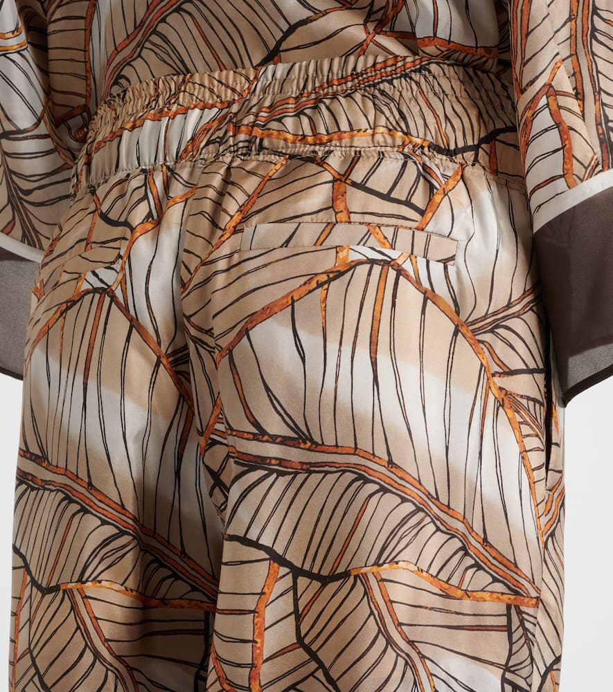 Printed silk wide-leg pants