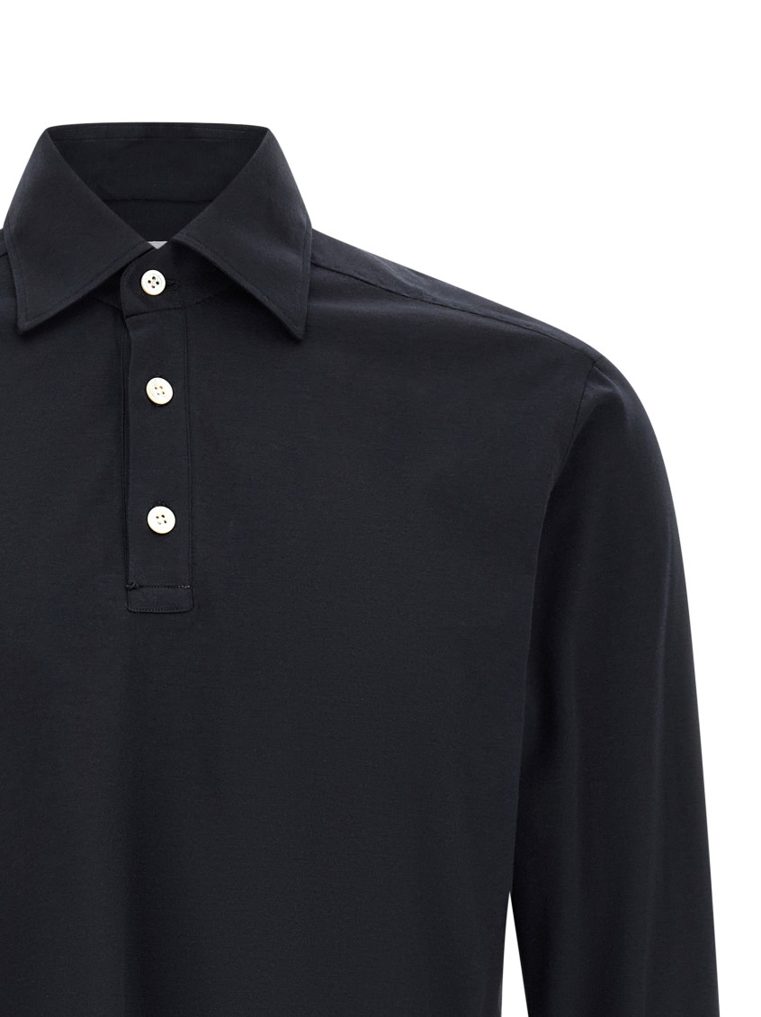 Kiton - positano long sleeve polo shirt collar