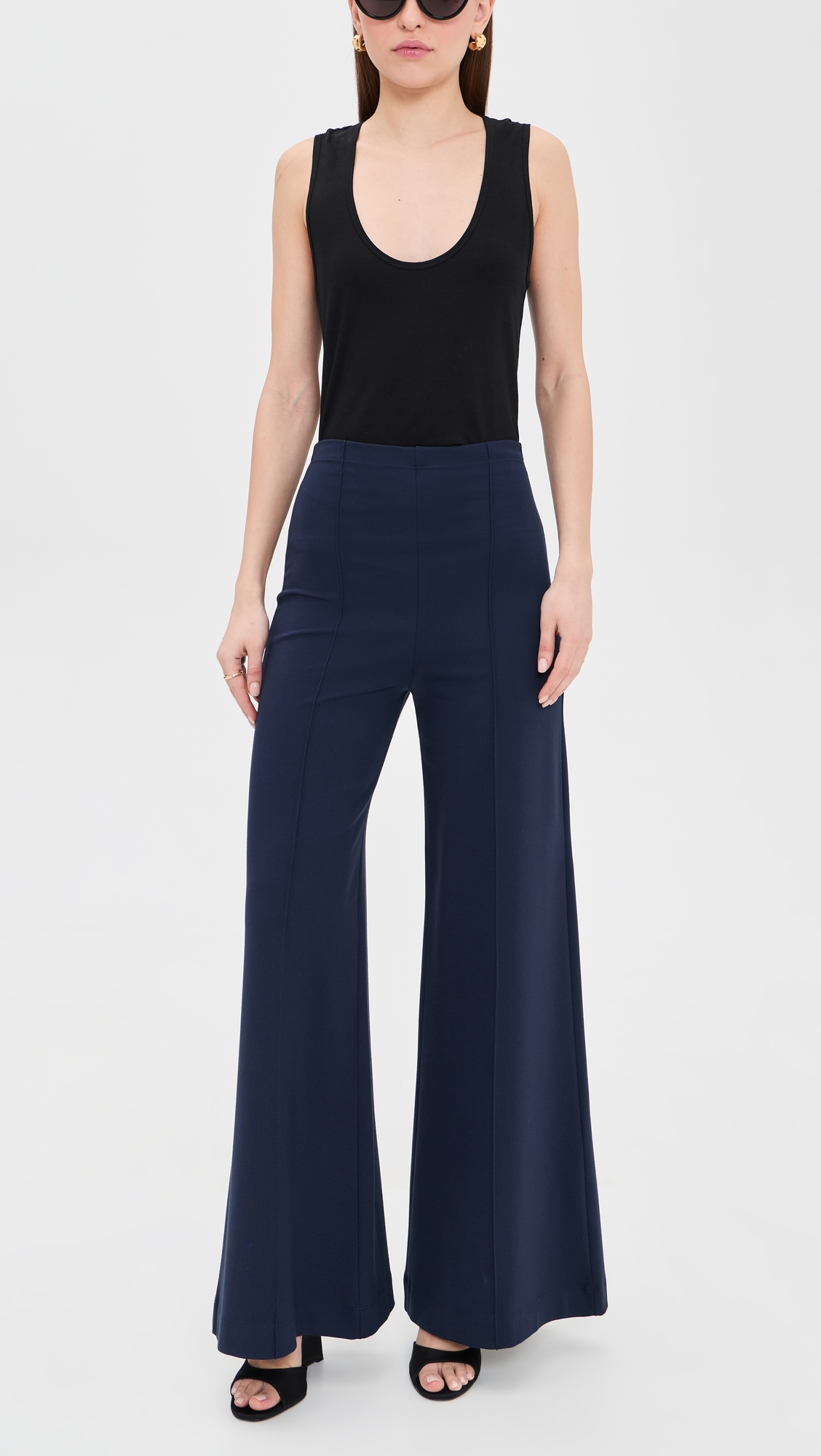 Ponte Knit Standard Wide Leg Pants NAVY