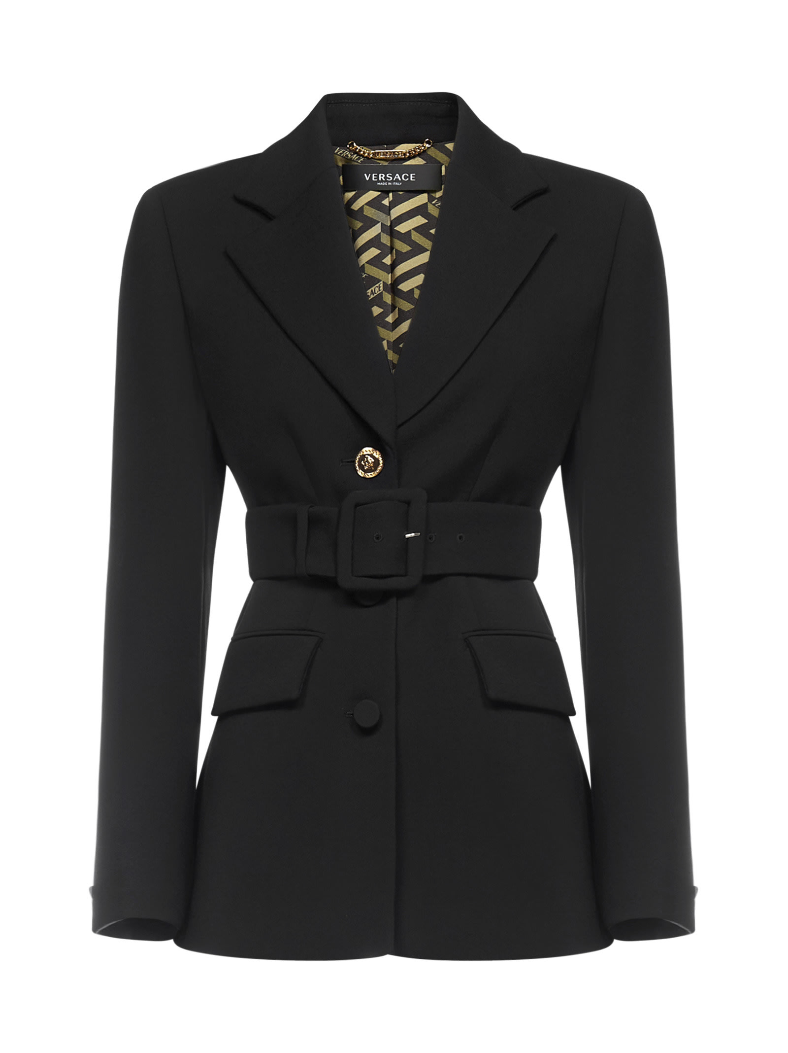 Belted single-breasted blazer