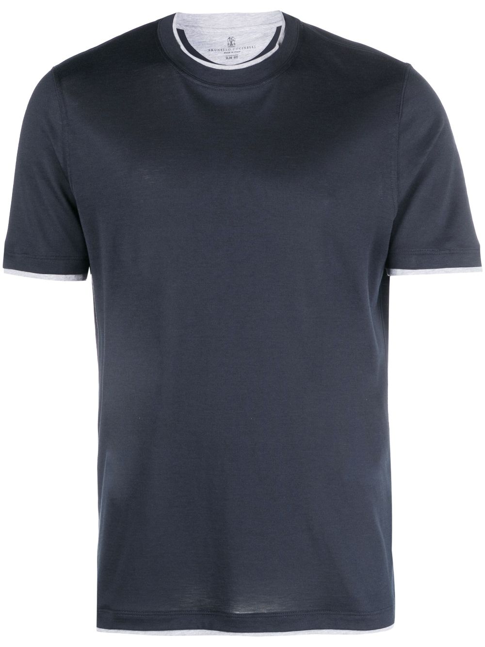 Round-neck silk-cotton T-shirt - Blue