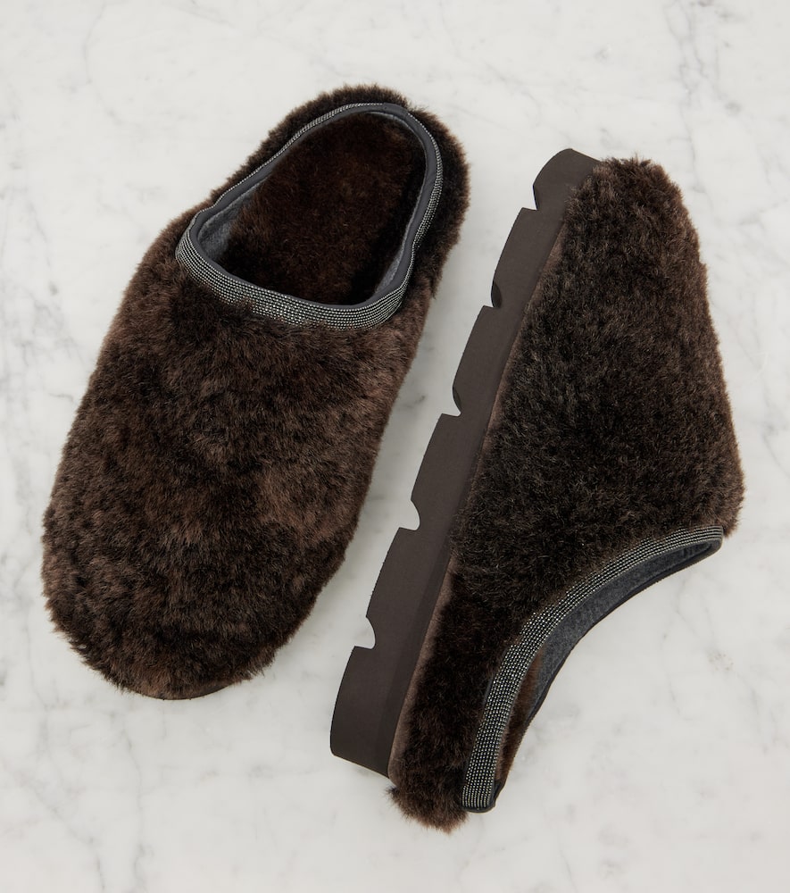 Monili shearling slip-on shoes