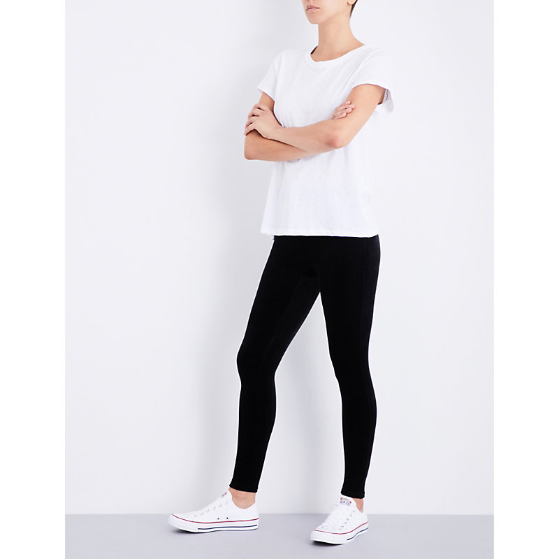 Womens Black Velvet Leggings