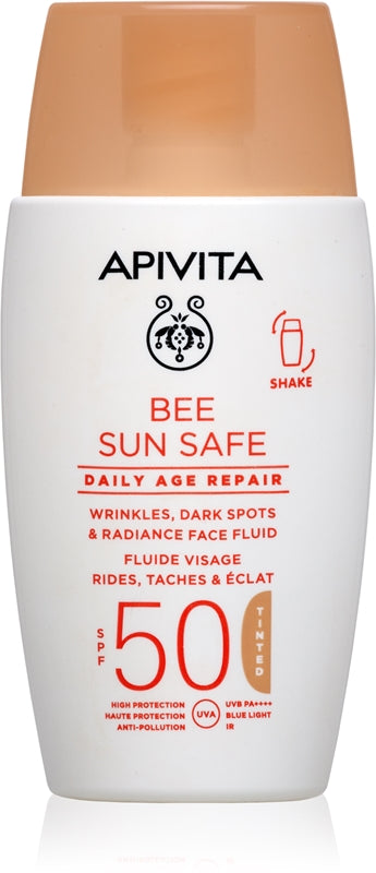 Apivita Bee Sun Safe Daily Age Repair Tinted Fluid SPF50 crema protettiva colorata SPF
