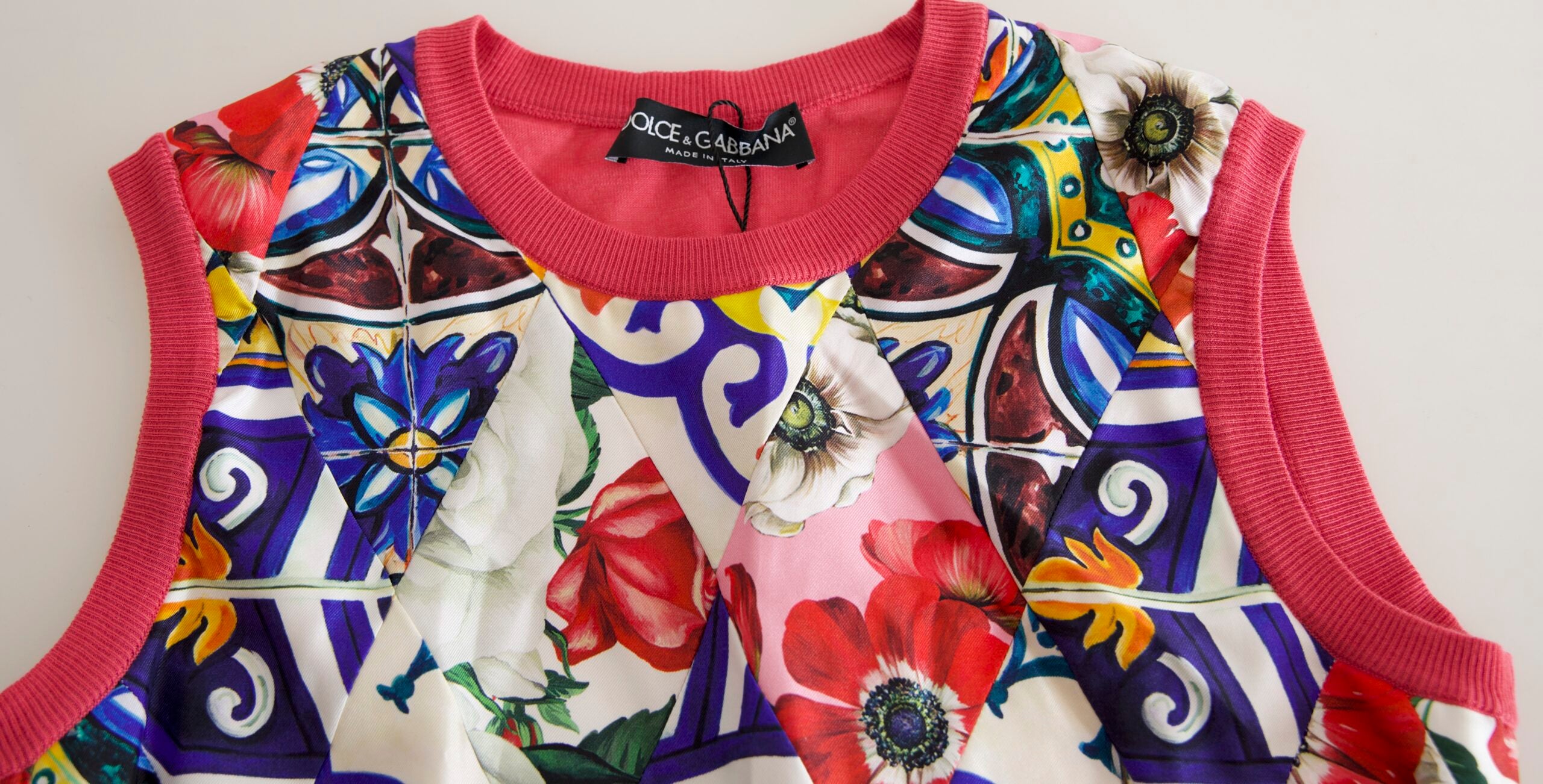 Majolica Floral Cashmere Silk Tank Top — Multicolor