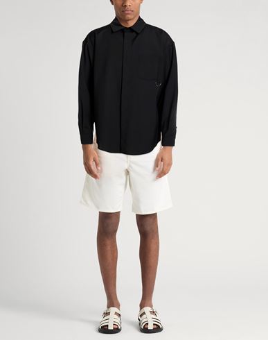 Man Shirt Black Size L Polyester, Wool, Elastane