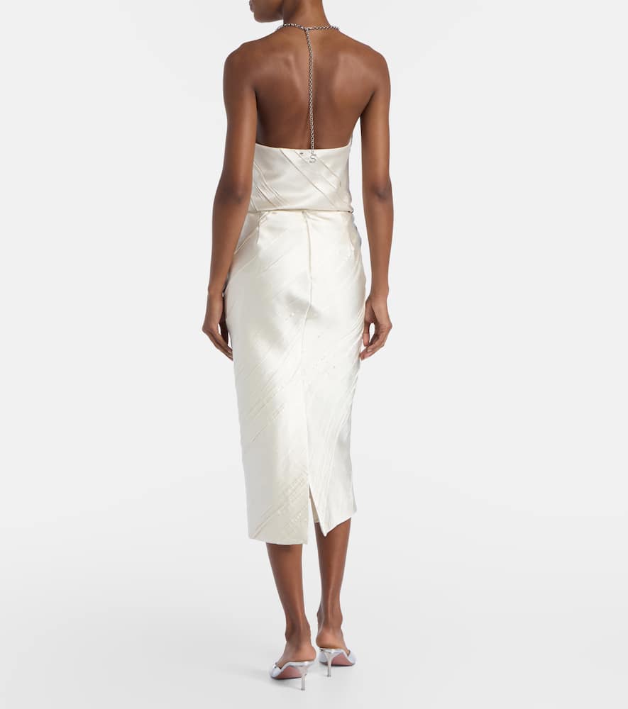 Ruta pleated satin pencil skirt