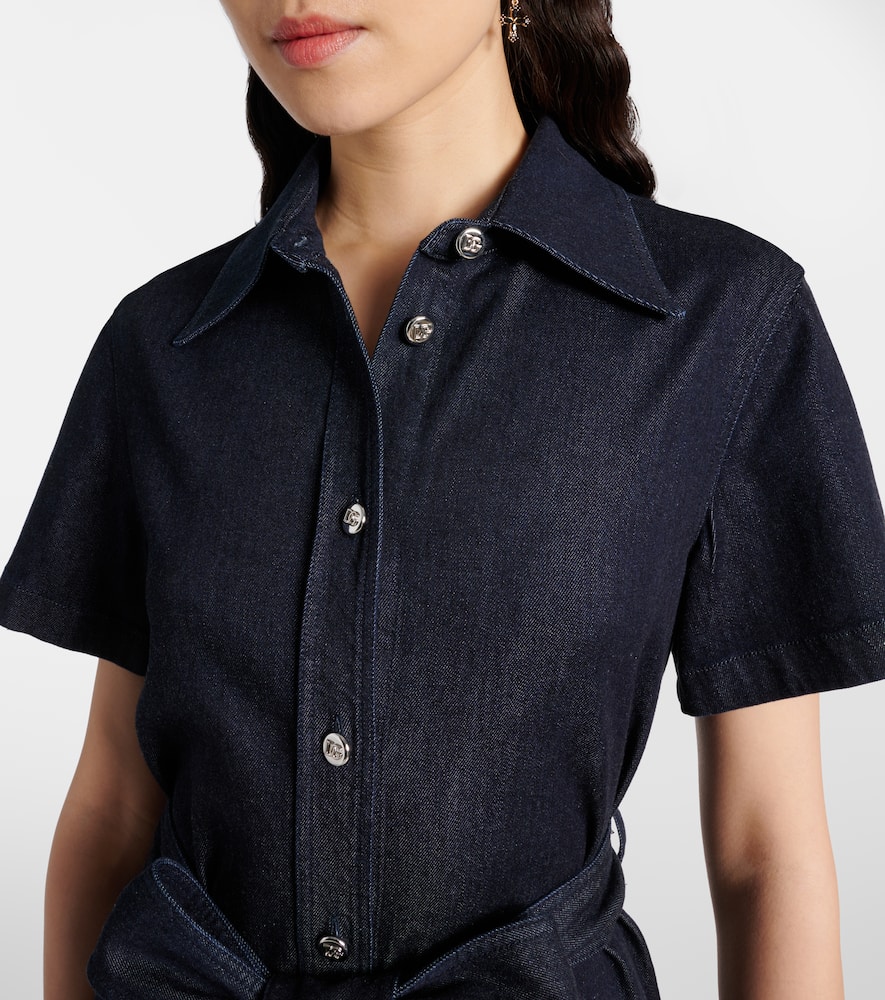 Belted denim shirt dress