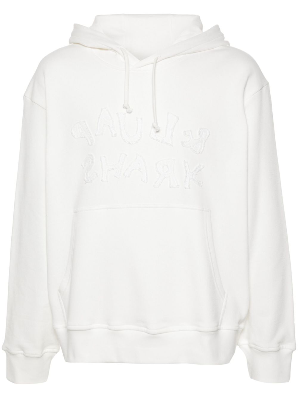 Logo-embroidered cotton hoodie - White