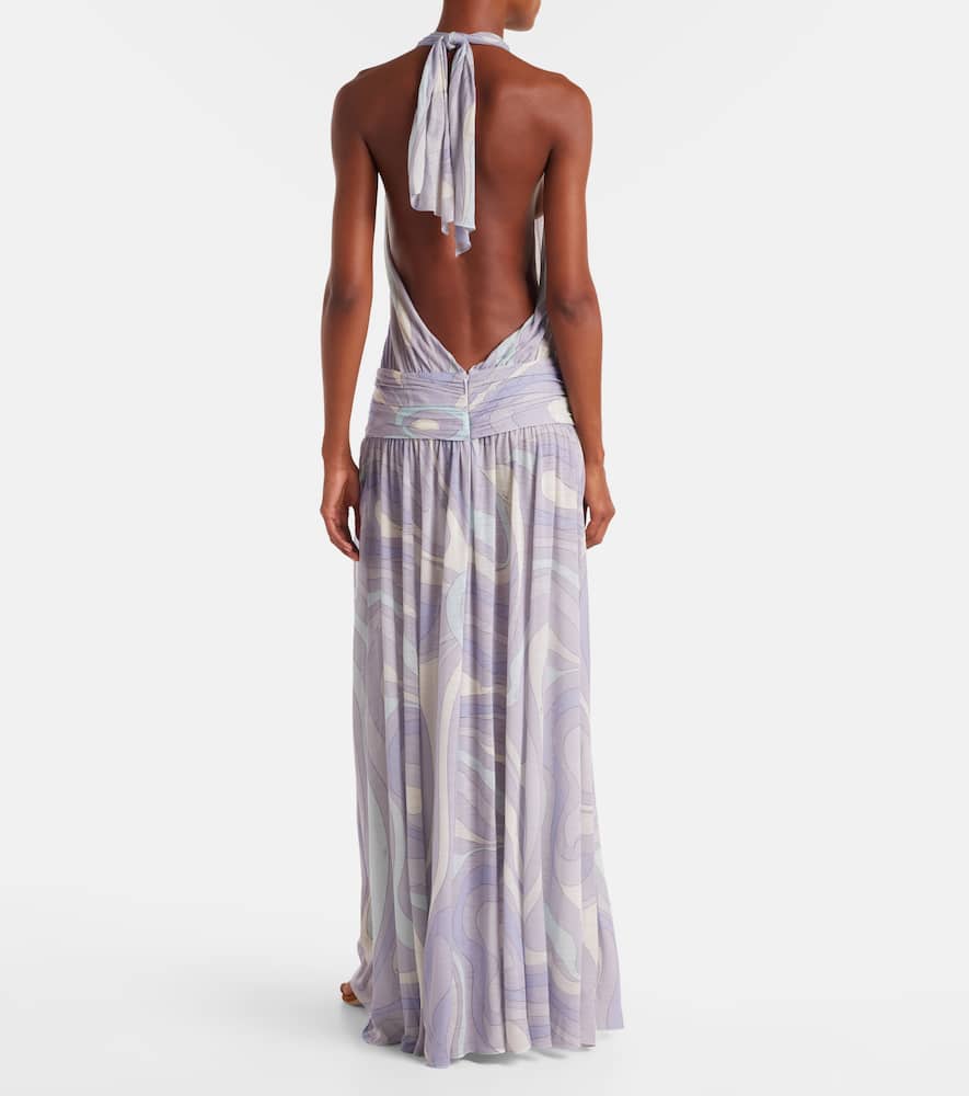 Iride gathered wool-blend gown