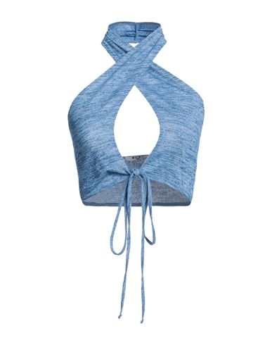 Woman Top Azure Size L Polyester, Viscose, Elastane