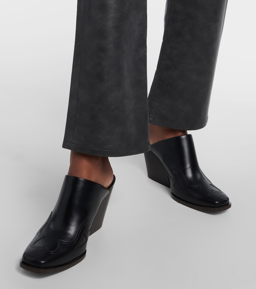 Sloane mid-rise leather straight pants