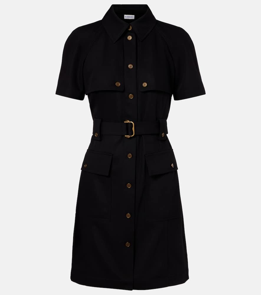 Belted wool shirt dress