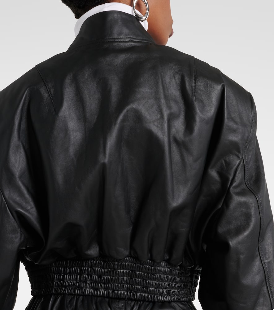 Wardrobe. NYC Cropped leather bomber jacket