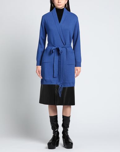 Cashmere Company Woman Cardigan Blue Size 8 Wool, Cashmere