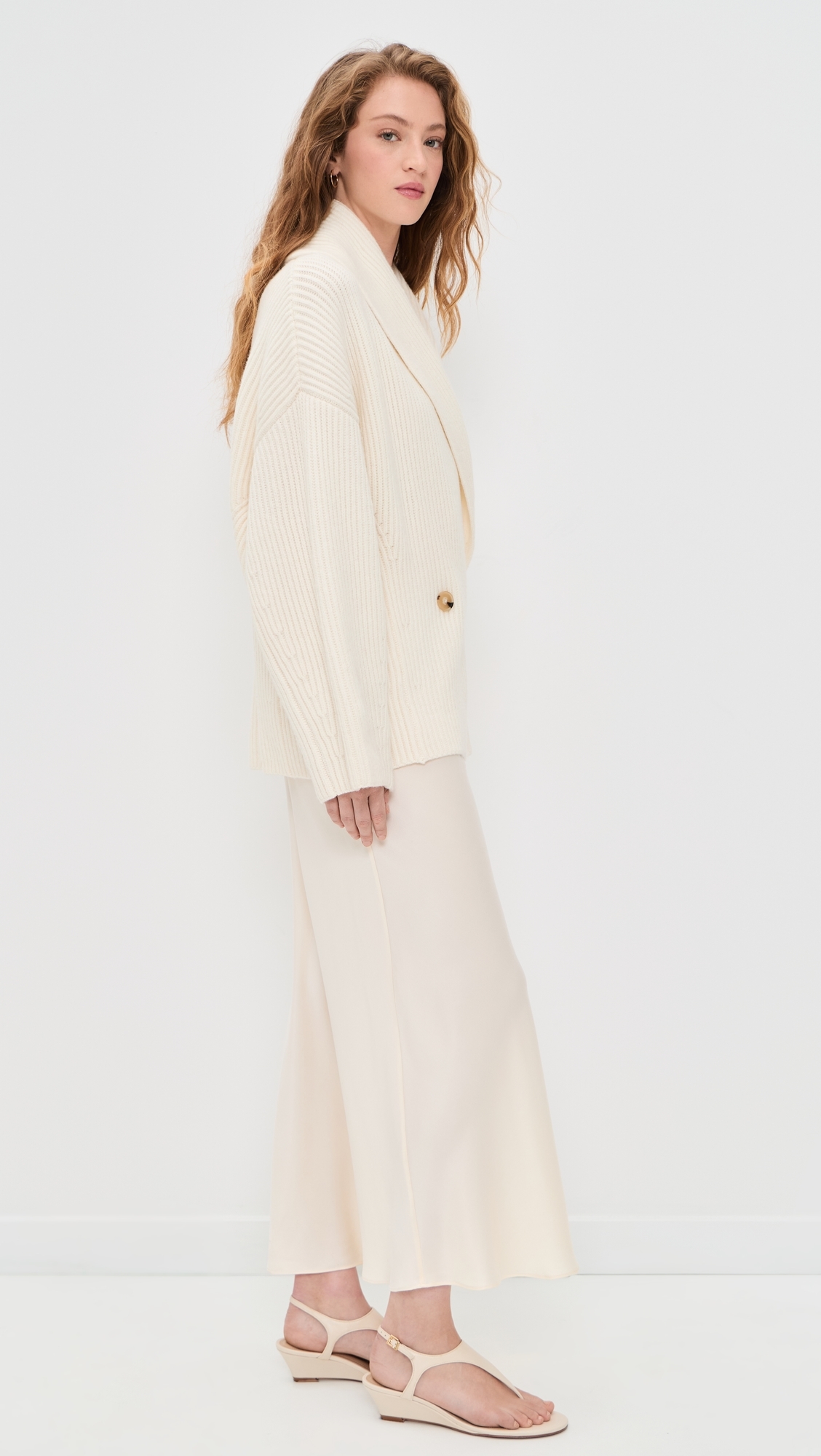 Draped Sweater Coat Off White
