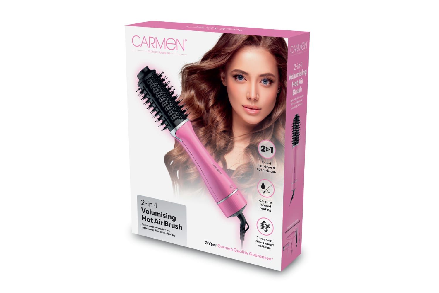 Carmen Unisex Oval Hot Air Brush in Pink