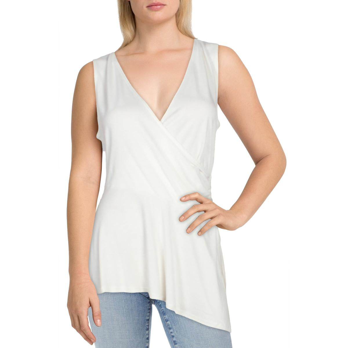 Womens Ruched V-Neck Blouse