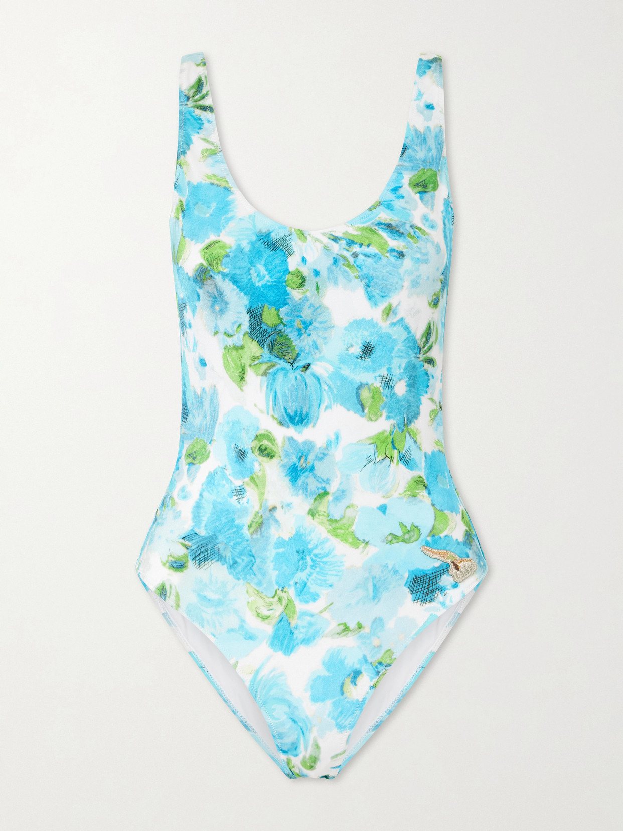 Floral-print Swimsuit - Blue