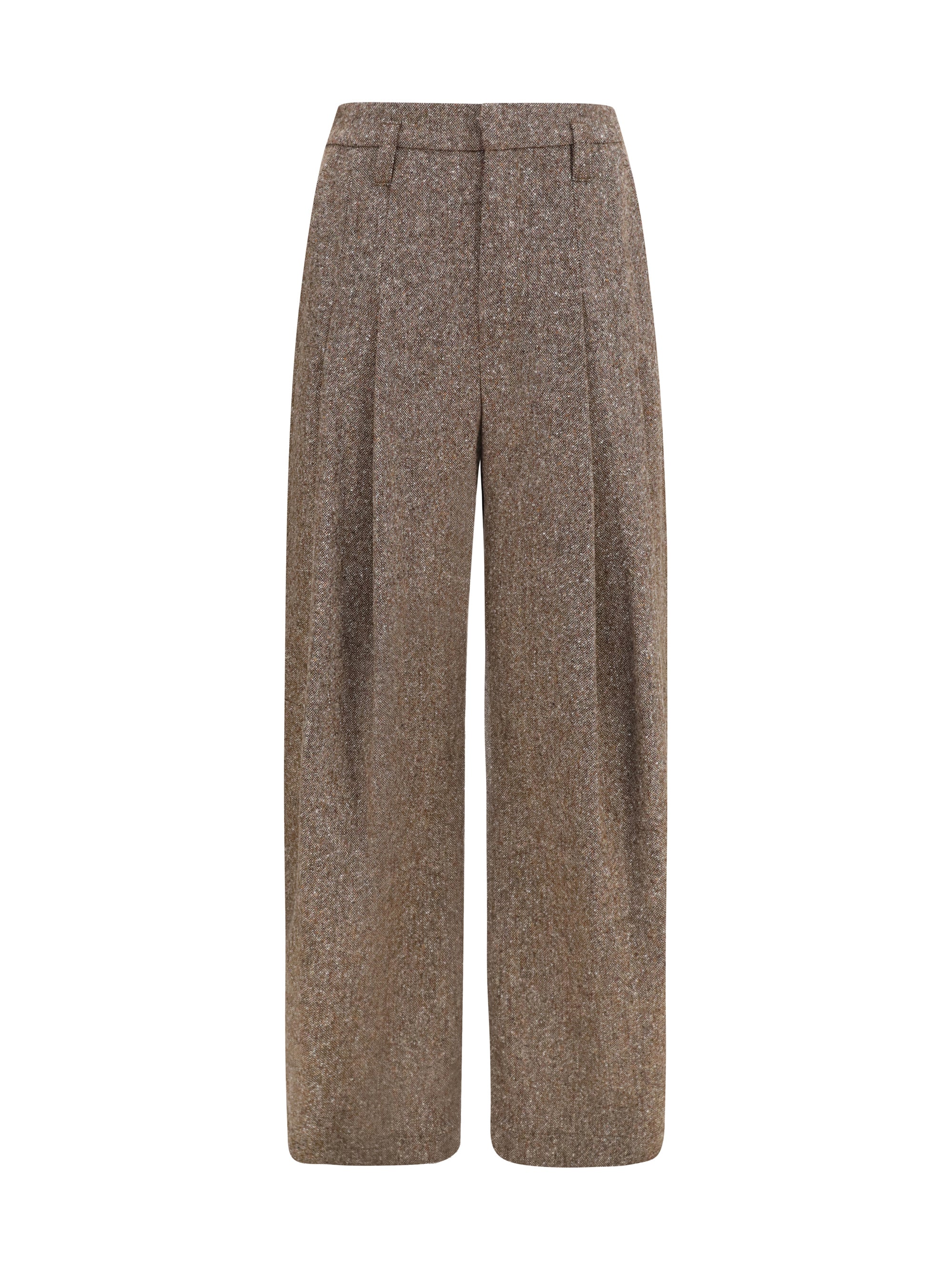 Virgin Wool Palazzo Trousers — Brown