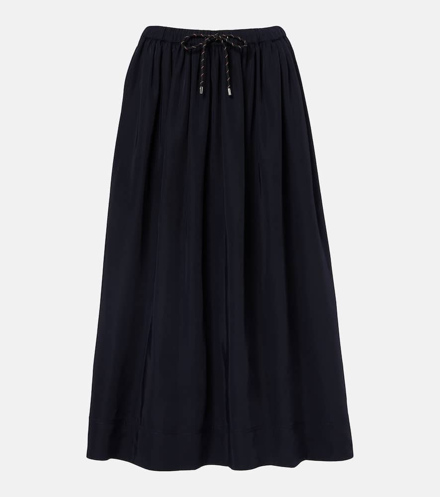 Bates gathered taffeta midi skirt