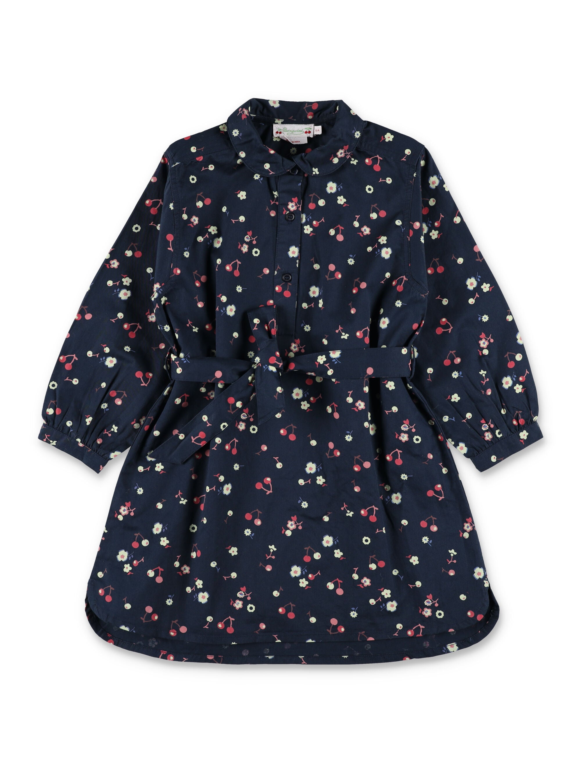 Milaine Organic Cotton Twill Peter Pan Collar Tie-Belt Dress