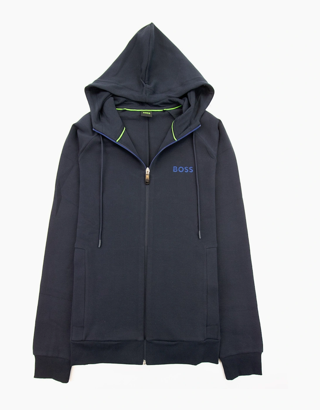 Men's Hugo Boss Saggy 1 Embroidered Logo Zip Up Hoodie Navy 402 - Black - : 40/Regular