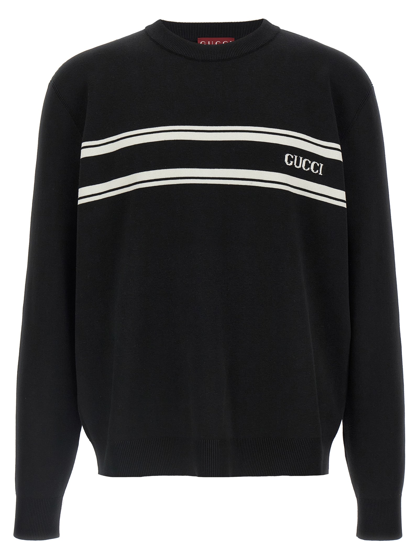 Logo-Striped Wool Sweatshirt — Black