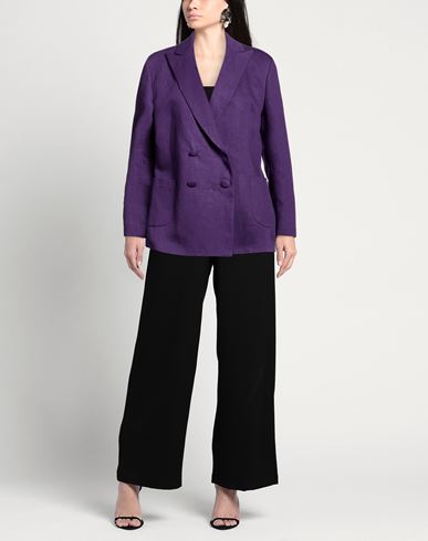 Woman Blazer Purple Size 10 Linen