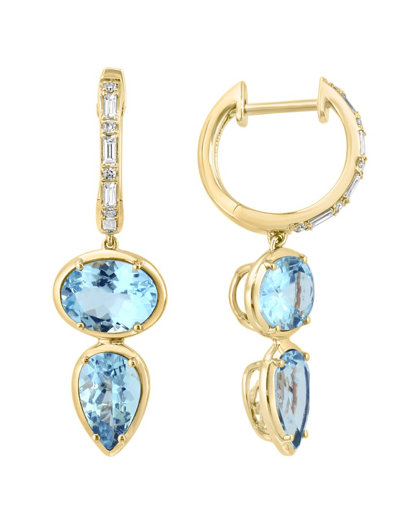 14K 5.68 ct. tw. Diamond & Sky Blue Topaz Earrings