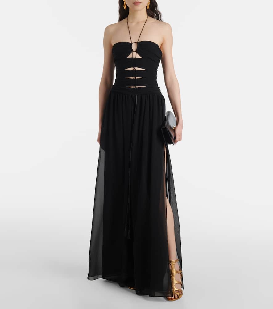 Cutout silk gown