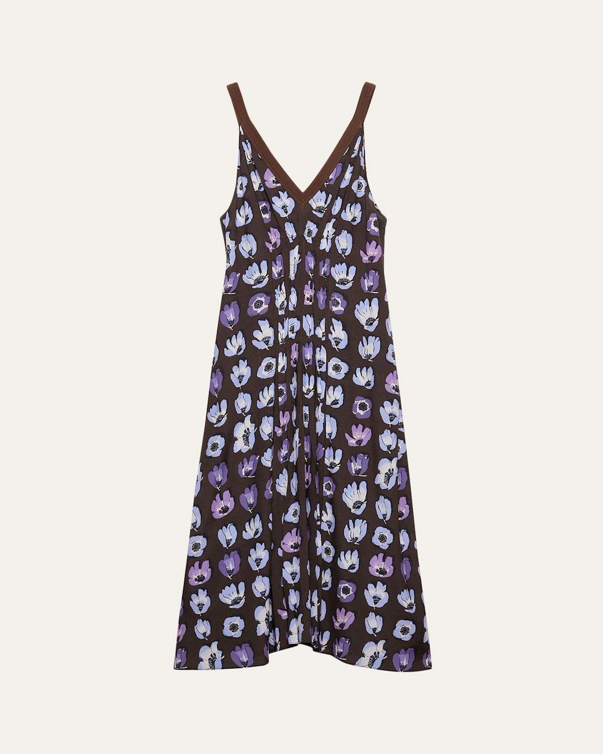 Floral-Print Gathered Sleeveless Midi Dress