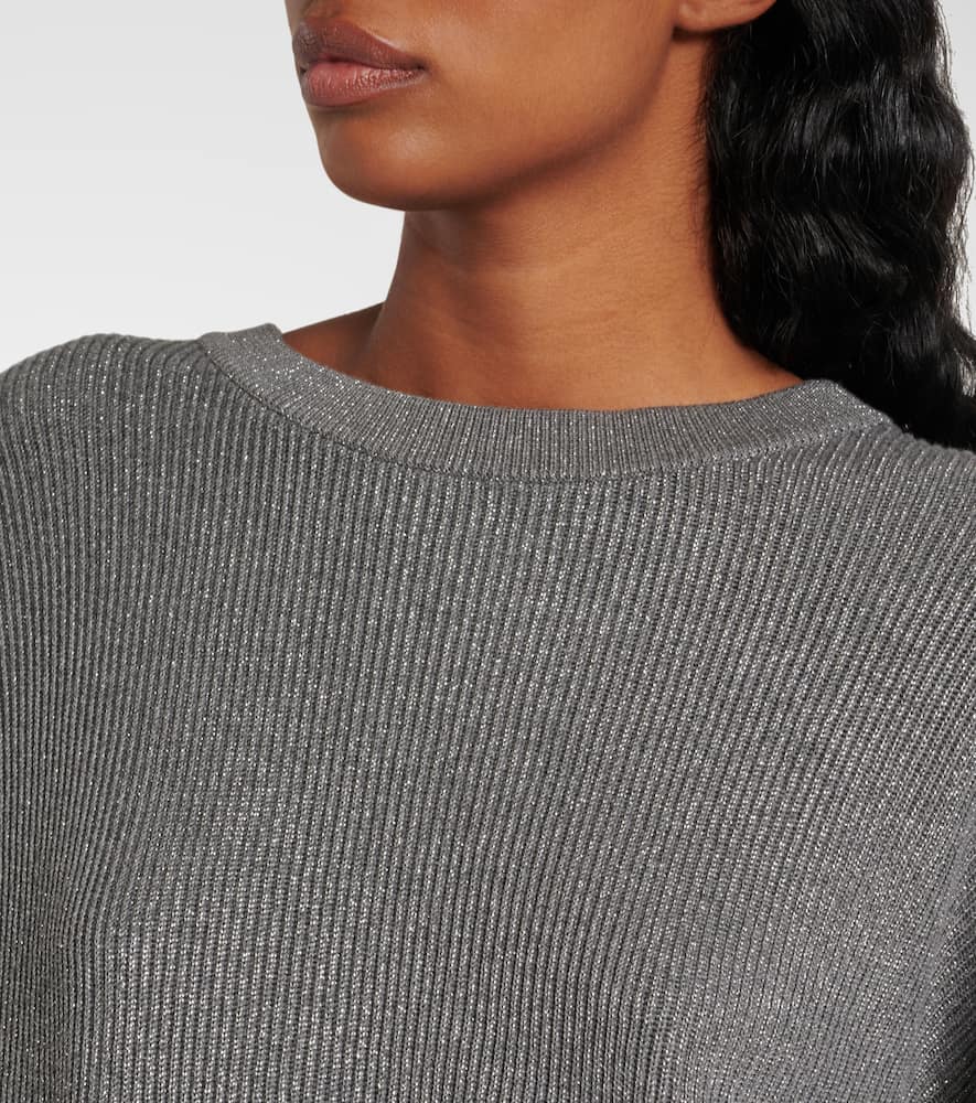 Cotton-blend lamé sweater