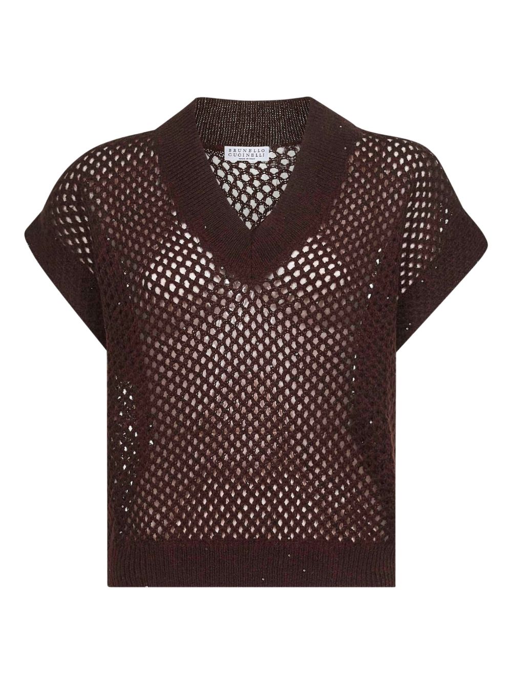 Sequin-embellished T-shirt - Brown