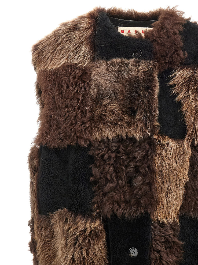 Long Shearling Vest Gilet Brown