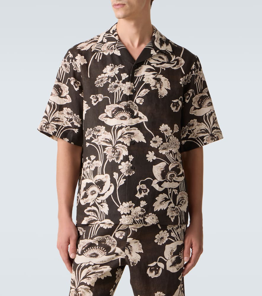 Floral linen bowling shirt